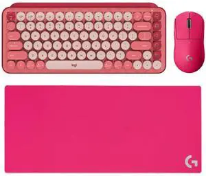Logitech G PRO X Superlight Wireless Mouse + POP Keys Mechanical Keyboard + G840 RosePink Mouse Pad Bundle, Pink, 31.50*11.81*0.12in Desk Mat, Gaming Set with Customizable Emoji & 25600DPI Logitech G PRO X Superlight Wireless Mouse + POP Keys Mechanical Keyboard + G840 RosePink Mouse Pad Bundle, Pink, 31.50*11.81*0.12in Desk Mat, Gaming Set with Customizable Emoji & 25600DPI