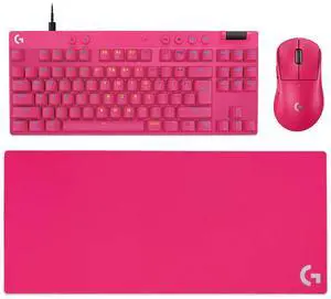 Logitech GPW III Wireless Mouse + G PRO X TKL RAPID Wired Keyboard + G840 RosePink Mouse Pad Bundle, Pink, 31.50*11.81*0.12in Desk Mat, Gaming Set with Magnetic Analog Switches & 25600DPI Logitech GPW III Wireless Mouse + G PRO X TKL RAPID Wired Keyboard + G840 RosePink Mouse Pad Bundle, Pink, 31.50*11.81*0.12in Desk Mat, Gaming Set with Magnetic Analog Switches & 25600DPI