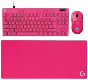 Logitech G PRO 2 LIGHTSPEED Wireless Mouse + G PRO X TKL RAPID Wired Keyboard + G840 RosePink Mouse Pad Bundle, Pink, 31.50*11.81*0.12in Desk Mat, Gaming Set with Magnetic Switches & 44K DPI Logitech G PRO 2 LIGHTSPEED Wireless Mouse + G PRO X TKL RAPID Wired Keyboard + G840 RosePink Mouse Pad Bundle, Pink, 31.50*11.81*0.12in Desk Mat, Gaming Set with Magnetic Switches & 44K DPI