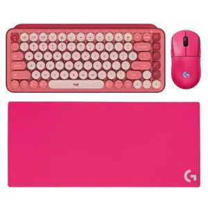 Logitech G PRO 2 LIGHTSPEED Wireless Mouse + POP Keys Mechanical Keyboard + G840 RosePink Mouse Pad Bundle, Pink, 31.50*11.81*0.12in Desk Mat, Gaming Set with Custom Emoji & 44K DPI Logitech G PRO 2 LIGHTSPEED Wireless Mouse + POP Keys Mechanical Keyboard + G840 RosePink Mouse Pad Bundle, Pink, 31.50*11.81*0.12in Desk Mat, Gaming Set with Custom Emoji & 44K DPI