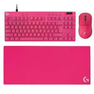Logitech G PRO X Superlight 2c Wireless Mouse + G PRO X TKL RAPID Wired Keyboard + G840 RosePink Mouse Pad Bundle, Red Pink, 31.50*11.81*0.12in Desk Mat, Gaming Set with Magnetic Switches & 44K DPI Logitech G PRO X Superlight 2c Wireless Mouse + G PRO X TKL RAPID Wired Keyboard + G840 RosePink Mouse Pad Bundle, Red Pink, 31.50*11.81*0.12in Desk Mat, Gaming Set with Magnetic Switches & 44K DPI