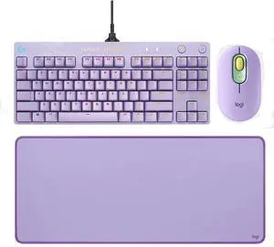 Logitech POP Wireless Mouse + G PRO Wired Mechanical Gaming Keyboard LOL Edition + STUDIO Series Desk Mat Bundle, Purple (27.56*11.81*0.08 in), Anti-Slip Spill-Resistant Desk Pad, SilentTouch Logitech POP Wireless Mouse + G PRO Wired Mechanical Gaming Keyboard LOL Edition + STUDIO Series Desk Mat Bundle, Purple (27.56*11.81*0.08 in), Anti-Slip Spill-Resistant Desk Pad, SilentTouch