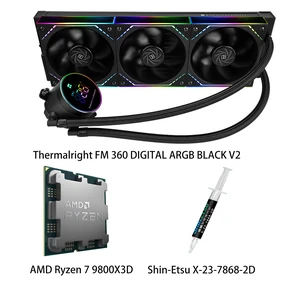 AMD Ryzen 7 9800X3D CPU & FROZEN MAGIC 360 DIGITAL ARGB BLACK V2 AIO CPU Liquid Cooler Combo, Magnetic design, cablefree spliceable fans, ARGB, for Intel LGA 1851/1700/115X/1200 & AMD AM5/AM4 AMD Ryzen 7 9800X3D CPU & FROZEN MAGIC 360 DIGITAL ARGB BLACK V2 AIO CPU Liquid Cooler Combo, Magnetic design, cablefree spliceable fans, ARGB, for Intel LGA 1851/1700/115X/1200 & AMD AM5/AM4
