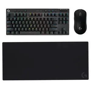 Logitech G PRO X Superlight Mouse + G PRO X TKL Lightspeed Keyboard + G840 Mouse Pad Bundle, Ultra-Light Hero 25K Sensor, PBT Keycaps Linear GX Red Switches, Oversized Non-Slip Desk Mat, 35.43*15.75in Logitech G PRO X Superlight Mouse + G PRO X TKL Lightspeed Keyboard + G840 Mouse Pad Bundle, Ultra-Light Hero 25K Sensor, PBT Keycaps Linear GX Red Switches, Oversized Non-Slip Desk Mat, 35.43*15.75in