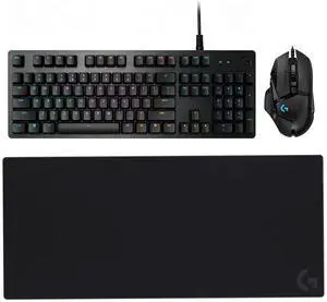 Logitech G502 HERO + G512 + G840 Bundle, Wired Gaming Mouse with 25600DPI,11 Programmable Buttons & Tunable Weight, GX Mechanical 104-Key RGB Keyboard, 35.43*15.75*0.12in Non-Slip Mouse Pad Logitech G502 HERO + G512 + G840 Bundle, Wired Gaming Mouse with 25600DPI,11 Programmable Buttons & Tunable Weight, GX Mechanical 104-Key RGB Keyboard, 35.43*15.75*0.12in Non-Slip Mouse Pad