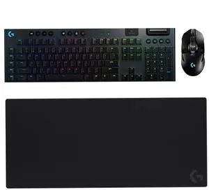 Logitech G903 HERO 25K + G913 + G840 Bundle, Ambidextrous LIGHTSPEED Wireless Gaming Mouse with 11 Programmable Buttons, GL Green Switch RGB Mechanical Keyboard, 35.43*15.75*0.12in Non-Slip Mouse Pad Logitech G903 HERO 25K + G913 + G840 Bundle, Ambidextrous LIGHTSPEED Wireless Gaming Mouse with 11 Programmable Buttons, GL Green Switch RGB Mechanical Keyboard, 35.43*15.75*0.12in Non-Slip Mouse Pad