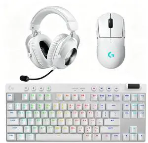 Logitech G PRO 2 White + PRO X TKL White + PRO X 2 White LIGHTSPEED Gaming Bundle, 44K DPI HERO 2 Sensor Mouse, PBT Keycaps RGB Mechanical Keyboard, DTS:X 7.1 Surround Sound Blue VO!CE Mic Headset Logitech G PRO 2 White + PRO X TKL White + PRO X 2 White LIGHTSPEED Gaming Bundle, 44K DPI HERO 2 Sensor Mouse, PBT Keycaps RGB Mechanical Keyboard, DTS:X 7.1 Surround Sound Blue VO!CE Mic Headset