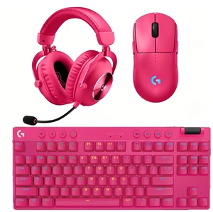 Logitech G PRO 2 Magenta Mouse+PRO X TKL Pink Keyboard+PRO X 2 Pink HEADSET LIGHTSPEED Gaming Bundle, 44K DPI HERO 2 Sensor Mouse, PBT Keycaps RGB Keyboard, DTS:X 7.1 Surround Blue VO!CE Mic Pro Logitech G PRO 2 Magenta Mouse+PRO X TKL Pink Keyboard+PRO X 2 Pink HEADSET LIGHTSPEED Gaming Bundle, 44K DPI HERO 2 Sensor Mouse, PBT Keycaps RGB Keyboard, DTS:X 7.1 Surround Blue VO!CE Mic Pro