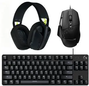 Logitech G502 X LIGHTSPEED Wireless Mouse+G412 TKL SE Mechanical Keyboard+G435 Wireless Headset Gaming Bundle, HERO 25K Sensor Mouse, PBT Backlit Keyboard, Dolby Atmos Lightweight Headset,Black Logitech G502 X LIGHTSPEED Wireless Mouse+G412 TKL SE Mechanical Keyboard+G435 Wireless Headset Gaming Bundle, HERO 25K Sensor Mouse, PBT Backlit Keyboard, Dolby Atmos Lightweight Headset,Black