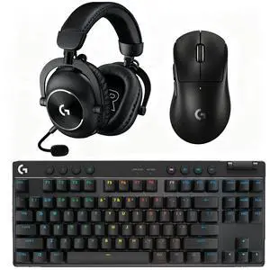 Logitech PRO X SUPERLIGHT 2 DEX Wireless Mouse+PRO X TKL Wireless Keyboard+PRO X 2 LIGHTSPEED Headset Gaming Bundle, 60g Ultra-Light 44K DPI 8K Polling Mouse, PBT Keycaps RGB TKL Keyboard, 7.1Surround Logitech PRO X SUPERLIGHT 2 DEX Wireless Mouse+PRO X TKL Wireless Keyboard+PRO X 2 LIGHTSPEED Headset Gaming Bundle, 60g Ultra-Light 44K DPI 8K Polling Mouse, PBT Keycaps RGB TKL Keyboard, 7.1Surround