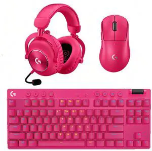 Logitech PRO X SUPERLIGHT 2 DEX Mouse+PRO X TKL Keyboard+PRO X 2LIGHTSPEED Headset Gaming Bundle-Magenta Pink, 60g Ultra-Light 44K DPI 8K Polling Mouse, PBT Keycaps RGB TKL Keyboard, 7.1 Surround Logitech PRO X SUPERLIGHT 2 DEX Mouse+PRO X TKL Keyboard+PRO X 2LIGHTSPEED Headset Gaming Bundle-Magenta Pink, 60g Ultra-Light 44K DPI 8K Polling Mouse, PBT Keycaps RGB TKL Keyboard, 7.1 Surround