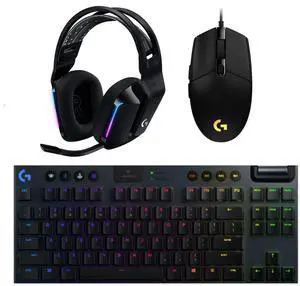 Logitech G102 2nd Gen Wired Mouse+G913 Full Size Wireless Keyboard+G733 LIGHTSPEED Headset Gaming Bundle-Black, 85g Lightweight 8000DPI Mouse, GL Green Switch Keyboard, 29H Battery RGB Headset Logitech G102 2nd Gen Wired Mouse+G913 Full Size Wireless Keyboard+G733 LIGHTSPEED Headset Gaming Bundle-Black, 85g Lightweight 8000DPI Mouse, GL Green Switch Keyboard, 29H Battery RGB Headset
