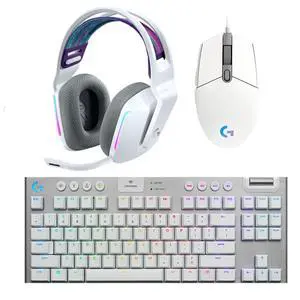 Logitech G102 2nd Gen Wired Mouse+G913 TKL Wireless Keyboard+G733 LIGHTSPEED Headset Gaming Bundle-White, 85g Lightweight 8000DPI Mouse, Low Profile GL Switch Keyboard, 29H Battery RGB Headset Logitech G102 2nd Gen Wired Mouse+G913 TKL Wireless Keyboard+G733 LIGHTSPEED Headset Gaming Bundle-White, 85g Lightweight 8000DPI Mouse, Low Profile GL Switch Keyboard, 29H Battery RGB Headset