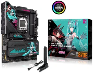 ASUS ROG STRIX X870E-H GAMING WIFI7 S HATSUNE MIKU EDITION AMD X870E ATX motherboard, 16+2+1 power stages, Dynamic OC Switcher, Core Flex, DDR5, WiFi 7, 4x M.2, PCIe 5.0, dual USB4, USB 10Gbps Type-C ASUS ROG STRIX X870E-H GAMING WIFI7 S HATSUNE MIKU EDITION AMD X870E ATX motherboard, 16+2+1 power stages, Dynamic OC Switcher, Core Flex, DDR5, WiFi 7, 4x M.2, PCIe 5.0, dual USB4, USB 10Gbps Type-C