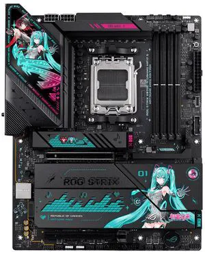 ASUS ROG STRIX X870E-H GAMING WIFI7 S HATSUNE MIKU EDITION AMD X870E ATX motherboard, 16+2+1 power stages, Dynamic OC Switcher, Core Flex, DDR5, WiFi 7, 4x M.2, PCIe 5.0, dual USB4, USB 10Gbps Type-C ASUS ROG STRIX X870E-H GAMING WIFI7 S HATSUNE MIKU EDITION AMD X870E ATX motherboard, 16+2+1 power stages, Dynamic OC Switcher, Core Flex, DDR5, WiFi 7, 4x M.2, PCIe 5.0, dual USB4, USB 10Gbps Type-C