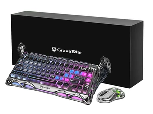GravaStar Mercury K1Pro+M1 Keyboard Mouse Bundle,Cyberpunk & Interstellar Silver Gift Box,75% HotSwappable Mechanical Keyboard,TriMode 2.4G/Bluetooth/USBC,PAW3395 26000DPI Lightweight Gaming Mouse GravaStar Mercury K1Pro+M1 Keyboard Mouse Bundle,Cyberpunk & Interstellar Silver Gift Box,75% HotSwappable Mechanical Keyboard,TriMode 2.4G/Bluetooth/USBC,PAW3395 26000DPI Lightweight Gaming Mouse
