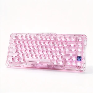 GravaStar Mercury K1 Lite Crystal Rose Mechanical Gaming Keyboard,75% 80Keys Transparent Pink Shell,HotSwappable Gasket Structure RGB Backlit,TriMode Bluetooth 5.0 /2.4G /USBC Wired Keyboard GravaStar Mercury K1 Lite Crystal Rose Mechanical Gaming Keyboard,75% 80Keys Transparent Pink Shell,HotSwappable Gasket Structure RGB Backlit,TriMode Bluetooth 5.0 /2.4G /USBC Wired Keyboard