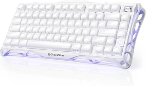 GravaStar Mercury K1 Opaline White Mechanical Gaming Keyboard,75% 80 Keys Hollow Metal Shell,HotSwappable Gasket Structure RGB Backlit,TriMode Bluetooth 5.0 /2.4G /USBC Wired for Gaming & Office GravaStar Mercury K1 Opaline White Mechanical Gaming Keyboard,75% 80 Keys Hollow Metal Shell,HotSwappable Gasket Structure RGB Backlit,TriMode Bluetooth 5.0 /2.4G /USBC Wired for Gaming & Office