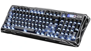 GravaStar Mercury K98 Smoky Translucent 98 Keys Wireless Mechanical Keyboard, TFT Smart Screen, Hot Swappable Gasket Mount, RGB Translucent Keycaps, Tri-Mode Bluetooth 2.4G USB-C Gaming Keyboard GravaStar Mercury K98 Smoky Translucent 98 Keys Wireless Mechanical Keyboard, TFT Smart Screen, Hot Swappable Gasket Mount, RGB Translucent Keycaps, Tri-Mode Bluetooth 2.4G USB-C Gaming Keyboard