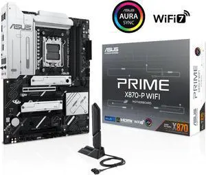 ASUS PRIME X870-P WIFI AMD AM5 X870 ATX motherboard 14+2+1 80A DrMOS power stages, DDR5, PCIe 5.0 , PCIe 5.0 x16, Q-Release, 4x M.2 , Wi-Fi 7, Q-Antenna, 2.5Gb LAN, USB4, USB Type-C, BIOS FlashBack