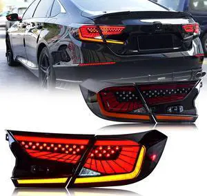 LED Tail Lights For Honda Accord 10th Gen 2018 2019 2020 2021 2022 Animation DRL Sequential Indicator Rear Lamp Assembly (Starry Blackout)