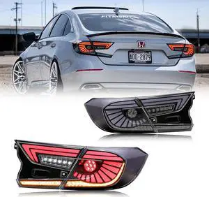 LED Clear White Tail Lights for Honda Accord 2018 2019 2020 2021 2022 2023 10Th Gen Start-up Animation V6 Eagle Eye Sequential Rear Lamps Assembly