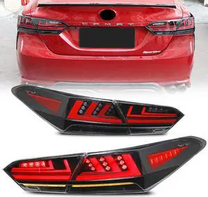 LED Tail Lights For Toyota Camry 2018 2019 2020 2021 2022 2023 Rear Lamps Start Up Animation DRL Brake Turn Signal Assembly (Black)