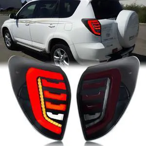 LED Tail Lights for Toyota RAV4 2006-2012 Start-up Animation Sequential Signal Black Rear Lamps Assembly