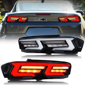 LED Clear Tail Lights for Chevrolet Chevy Camaro 6th Gen 2019-2024 SS ZL1 LT White Sequential Signal Start-up Animation Rear Lamps Assembly Accessary