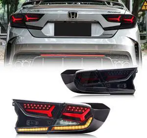 LED Tail Lights For Honda Accord 10th Gen 2018 2019 2020 2021 2022 Animation DRL Sequential Indicator Rear Lamp Assembly (BLACK)