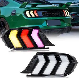 LED Tail Lights for Ford Mustang 2015-2022 Facelift Sequential Rear Lamps 6 Modes Red/Amber Signal Start-up Animation Kit Assembly RGB