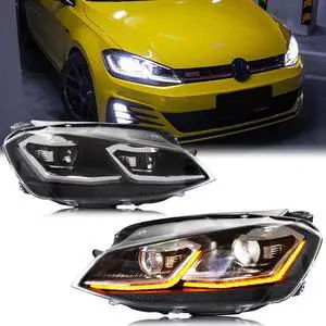 LED Facelift Headlights fit for Volkswagen Golf 7 VII MK7 2015 2016 2017 Sequential Indicator Projector Replacement Front Lamps Assembly CANNOT FIT GTI