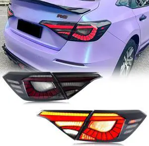 LED BRB Tail Lights for Honda Civic 2022 2023 11Th GEN Sedan Black Start-up Animation Sequential Indicator Rear Lamps Assembly