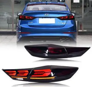 LED Tail Lights For Hyundai Elantra 2017 2018 Start Up Animation Sequential Turn Signal Rear Lamp Assembly (Not Fit for Elantra 2019) (Smoke)