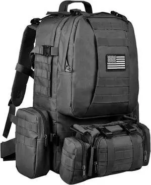 Tactical Backpack Military Army Rucksack 60L Large Assault Pack Detachable Molle Bag