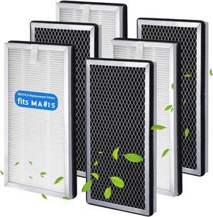 Air Purifier Replacement Filter for MA#15, Compatible with MA#15 Air Purifier, 3 in 1 Integration of Pre-filter, High Efficiency H13 True HEPA and Activated Carbon, 6-Pack