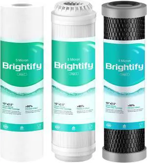 Brightify 10"x2.5" 1-3 Stage Reverse Osmosis System Filter Replacement, Replacement for APEC Water System Filter Model ROES-50 ROES-PH75 RO-90 RO-Hi, ISpring RCC7AK US31 RCC7, Express ROALK5D RO5DX
