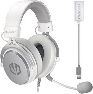 ENDORFY VIRO Plus USB Onyx White, Gaming over-ear headphones, USB 7.1 sound card, detachable microphone and cable, Soft memory foam earpads plus extra fabric pair, EY1A005