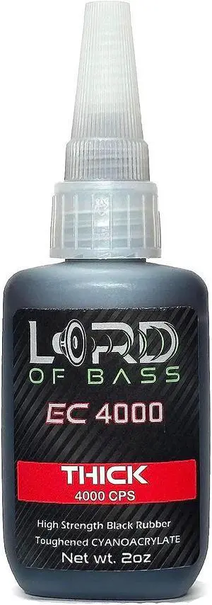 Premium Grade Cyanoacrylate (CA) Super Glue 2 oz Black Rubber Toughened Thick 4000 CPS Viscosity- Lord of Bass