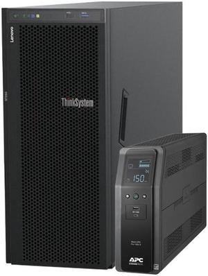 Lenovo ThinkSystem ST550 Tower Server Bundle with UPS Battery Backup, 2 x Intel Xeon Silver 4210, 64GB DDR4, 1TB SSD, 12TB HDD, RAID, Matrox G200 Graphics
