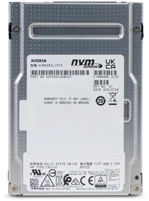 Kioxia KCM6XRUL15T3 CM6-R 15.36TB NVMe PCIe4x4 2.5" 15mm SIE Kioxia KCM6XRUL15T3 CM6-R 15.36TB NVMe PCIe4x4 2.5" 15mm SIE