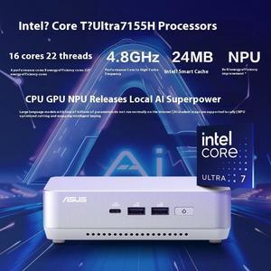 NUC14 Pro+Mini Mini Host High Performance Commercial AI Office Desktop Computer Core Ultra7-155H Silver Edition