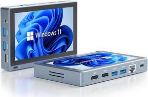 HIGOLEPC Mini PC Windows 11 Pro, 8GB RAM 128GB EMMC Intel Celeron J4125 Processor (up to 2.7GHz) Mini Computer With IPS screen,Small PC Support 4K HDMI Double Display, WiFi 5.0, BT5.2,Gigabit Ethernet