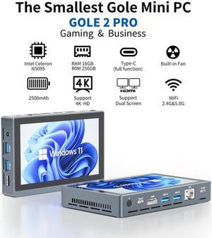 Higole Gole 2 Pro 5.5'' Mini PC Windows 11 Pro Intel Celeron N5095 WiFi 5 BT5.0 16GB LPDDR4 256GB eMMC 2500mAh Battery Dual 4K Video Output Mini PC with Screen Mini Computer With Fan Gigabit Ethernet