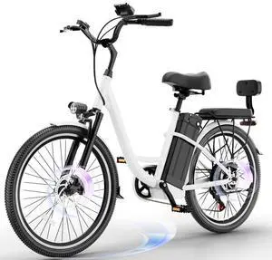 24" City Cruiser Electric Bike for Adults, 500W Ebike 48V 20Ah Electric Bicycle, Step-Over Electric Bike, 20mph Electric Commuter Bike for Adults,Vintage Style E Bike for Female Male