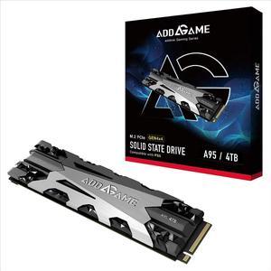 Addlink Addgame PS5 Compatible A95 4TB 7200 MB/s Read Speed Internal Solid State Drive - M.2 2280 PCIe NVMe Gen4X4 3D TLC NAND SSD with Heatsink (ad4TBA95M2P)