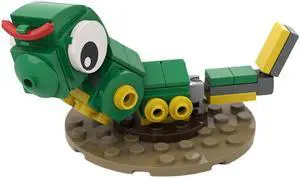 ZITIANYOUBUILD Green Caterpillar Model with Y-Shaped Red Tentacle 60 Pieces MOC