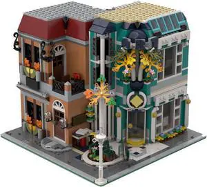ZITIANYOUBUILD Corner Build: Art Gallery & Antique Shop with Interior 2045 Pieces MOC