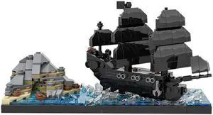 ZITIANYOUBUILD Black Pirate Ship Model 400 Pieces 100% Compatible Building Toys Set MOC