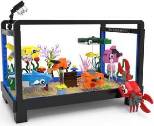 ZITIANYOUBUILD Fish Tank Aquarium Model with with Glowing 500 Pieces Building Toys MOC